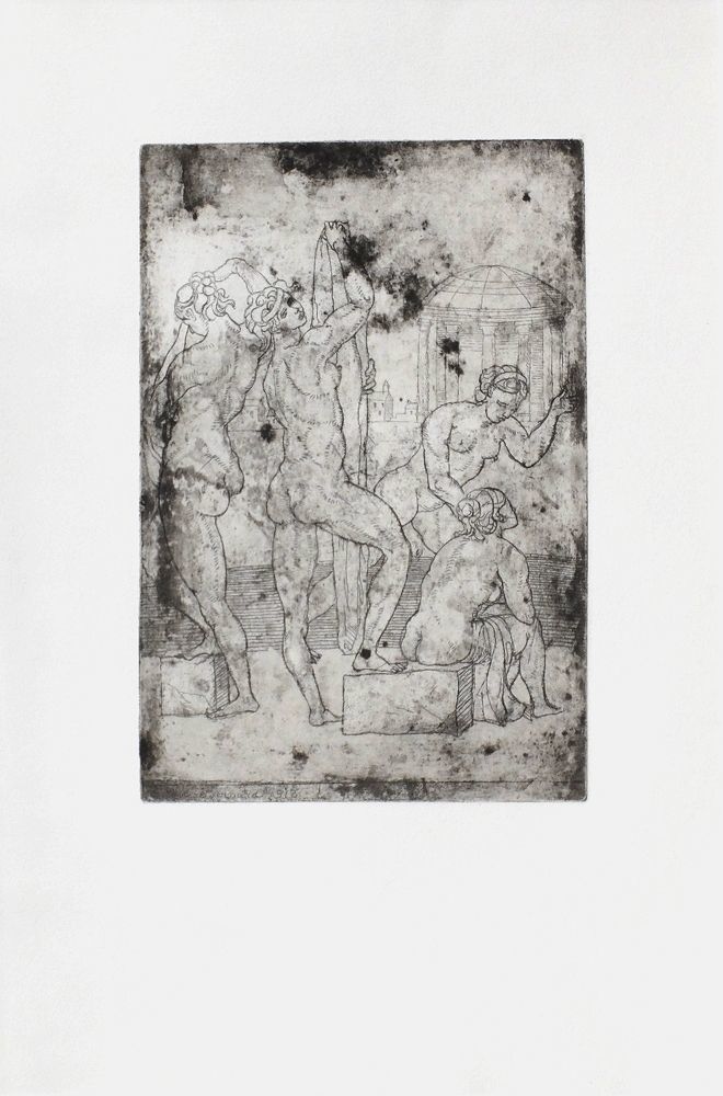 Bernard Emile (1868 1941) Engraving Nudes At The Fountain Subject To The Antique
