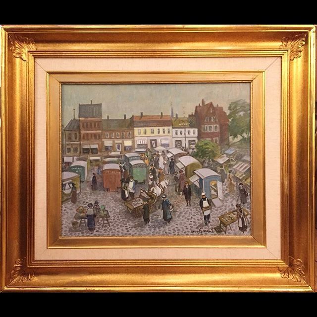 20th C Swedish School Original Painting ‘Market Street Scene'