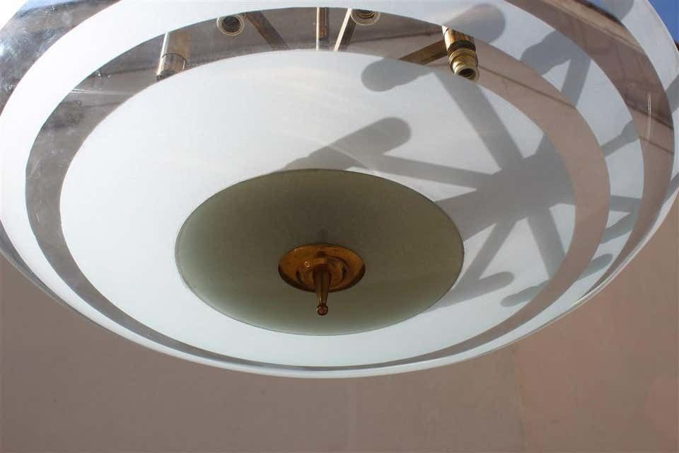 Flying Saucer Chandelier In Concave Glass And Brass Gold Midcentury, Italian photo vinterior