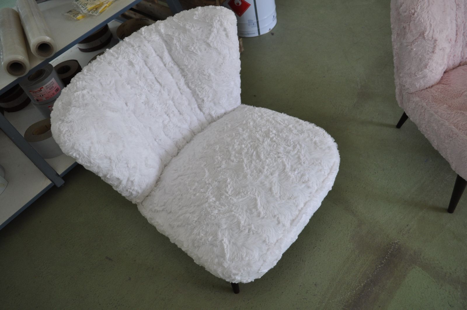 Pair Of Cocktail Chairs White Faux Fur photo for sale