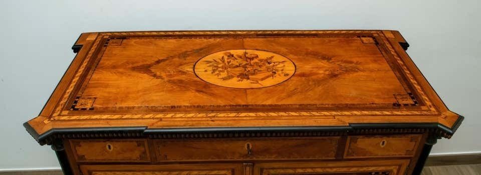 Napoleon III French Sideboard Inlaid With Geometric Floral Motifs photo vintage