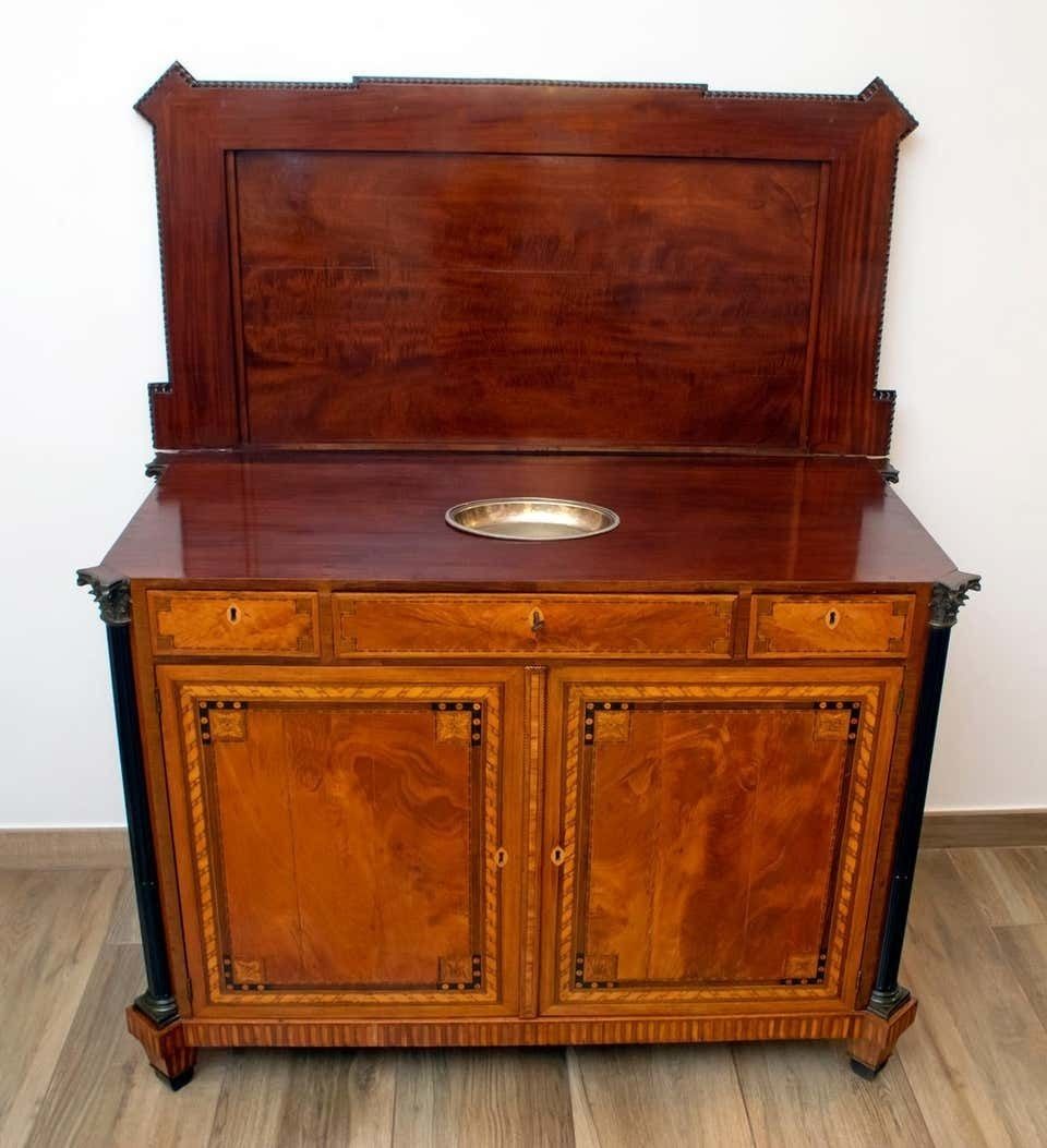 photo vintage Napoleon III French Sideboard Inlaid With Geometric Floral Motifs