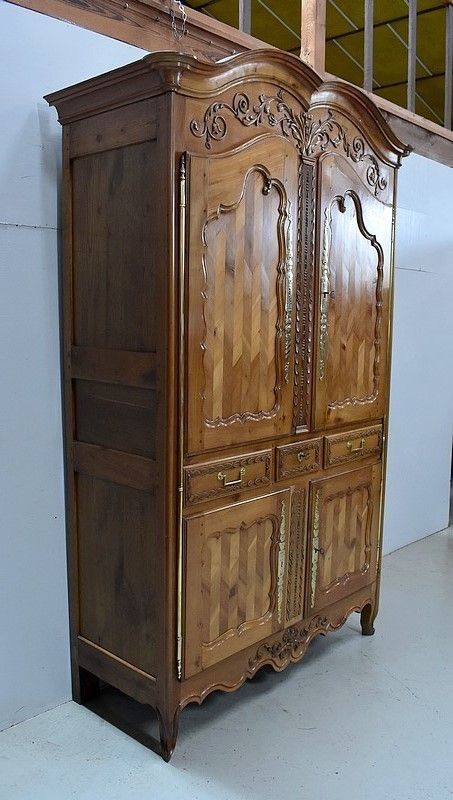 Four Doors Regional Cabinet, In Blond Cherry, Louis XV Period   1810/1820 photo furniture