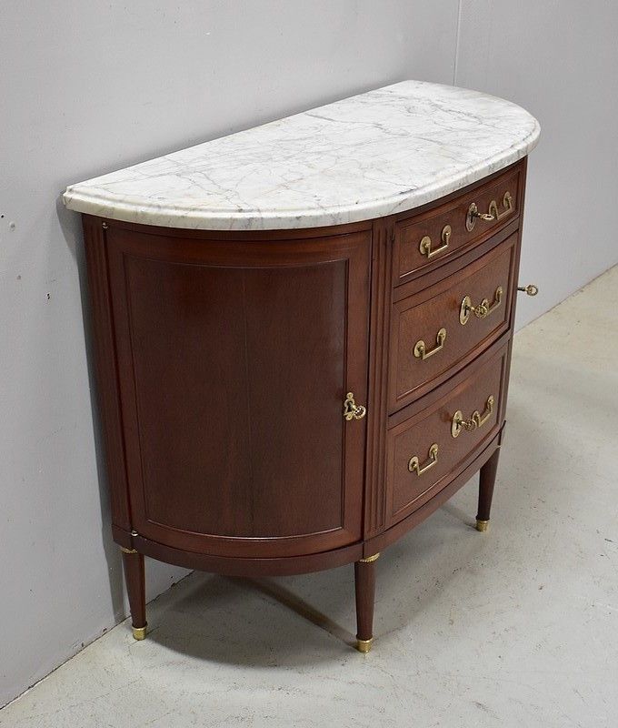 Small Mahogany Half Moon Buffet / Commode, Louis XVI Period   Xviiith photo furniture