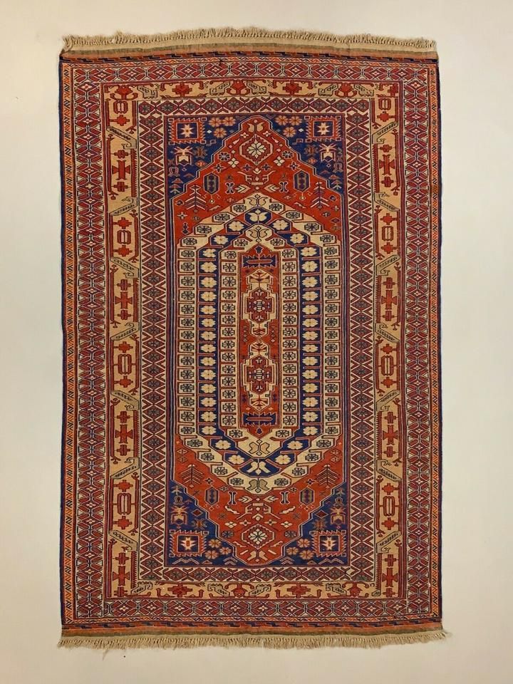 Vintage Afghan Soumak Kilim 245x153 Cm, Kelim Rug Cm Large Red, Blue, Beige