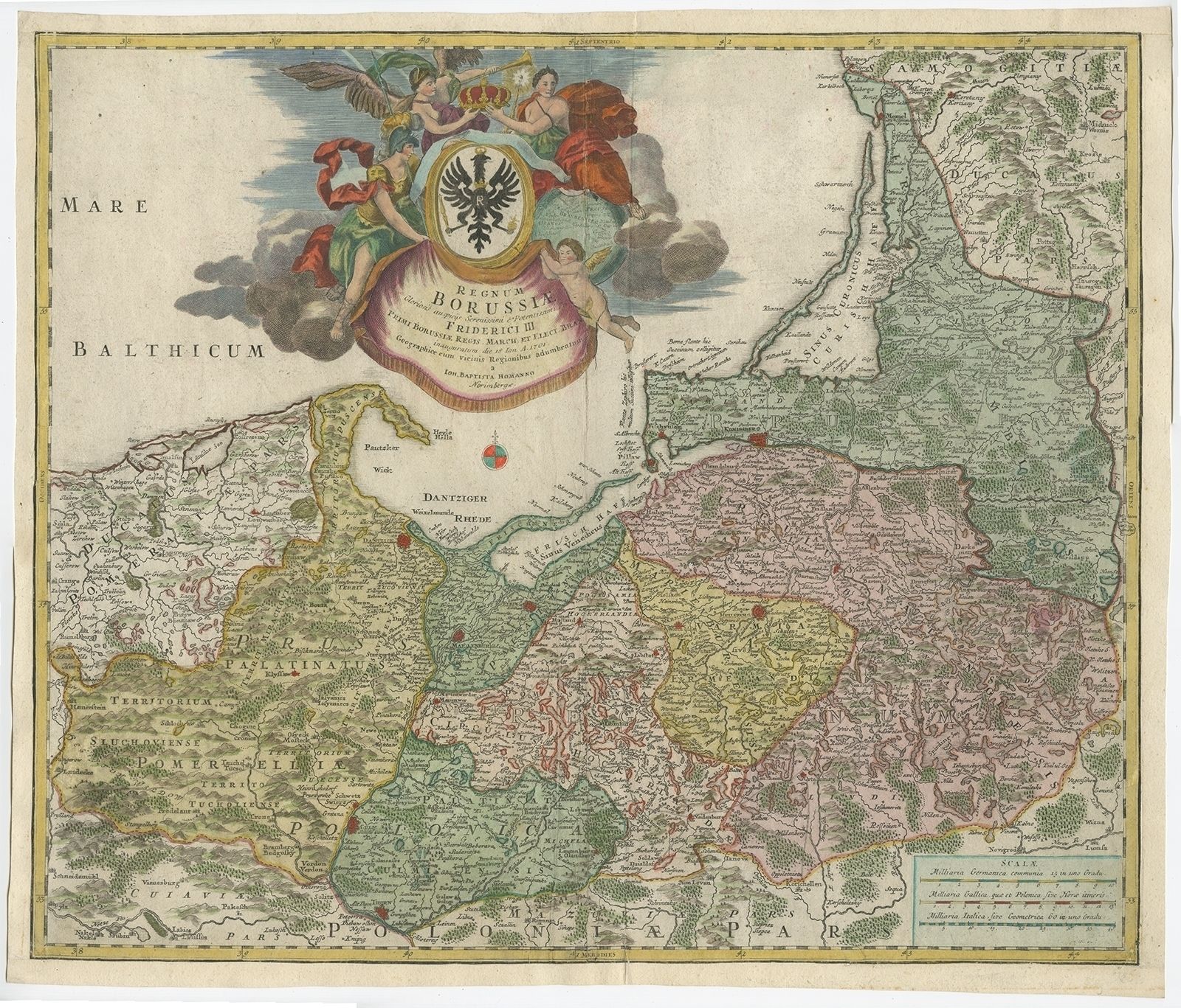 Antique Map Of The Baltic Region By Homann (C.1720)