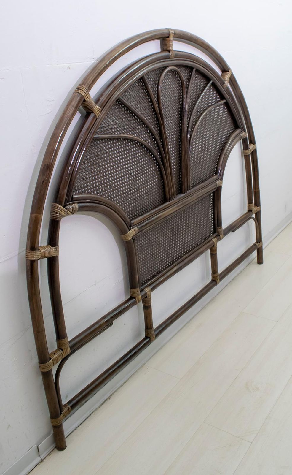 Bonacina Mid Century Modern Italian Bamboo And Rattan Headboard Handcrafted photo Furniture