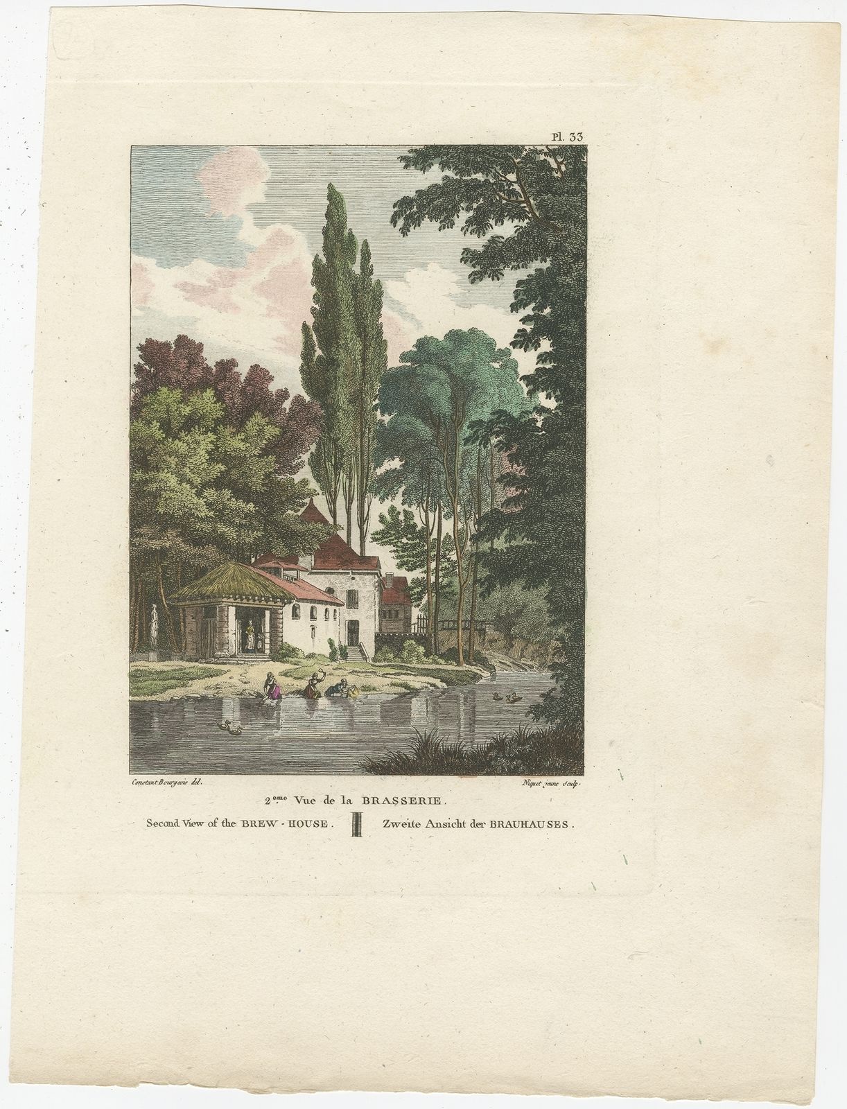Antique Print Of The Brew House By Laborde (1808)