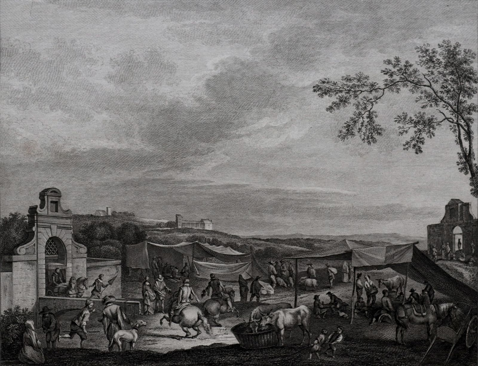 Engraving   "Le Marché" From The Gallery Of S.A.S. Monseigneur Duke Of Orleans   Genoese School photo furniture