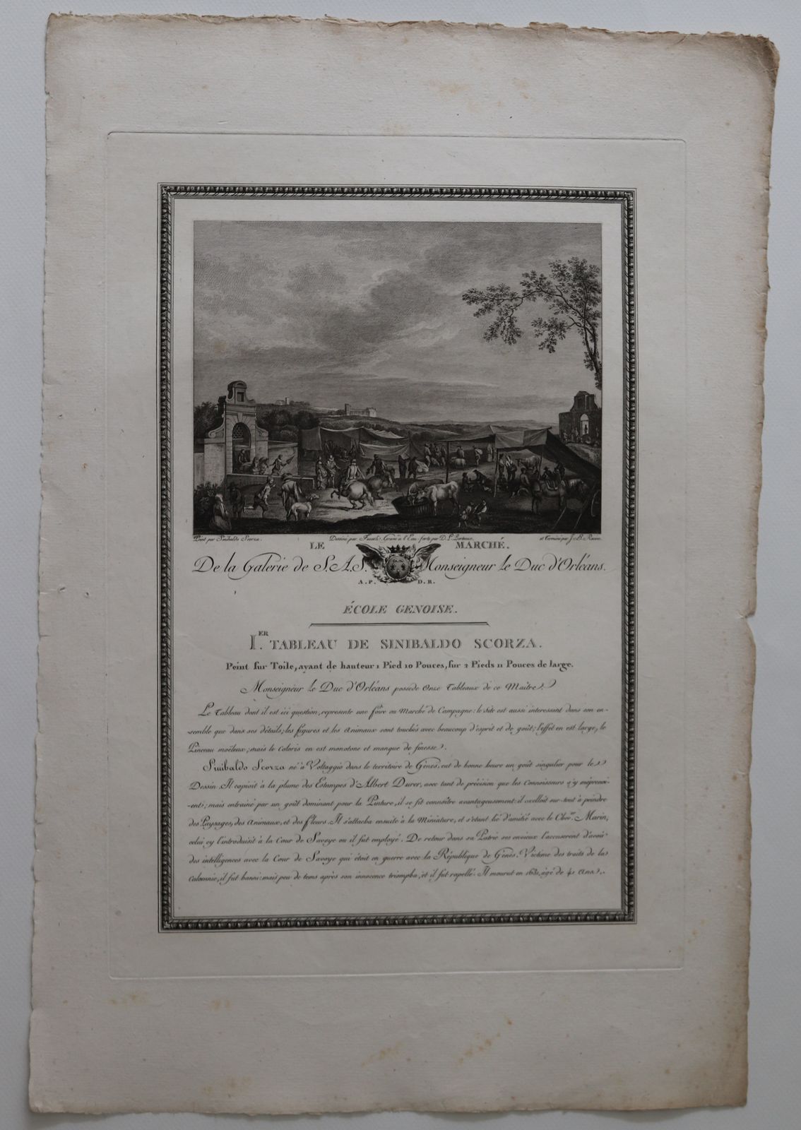 Engraving   "Le Marché" From The Gallery Of S.A.S. Monseigneur Duke Of Orleans   Genoese School photo for sale