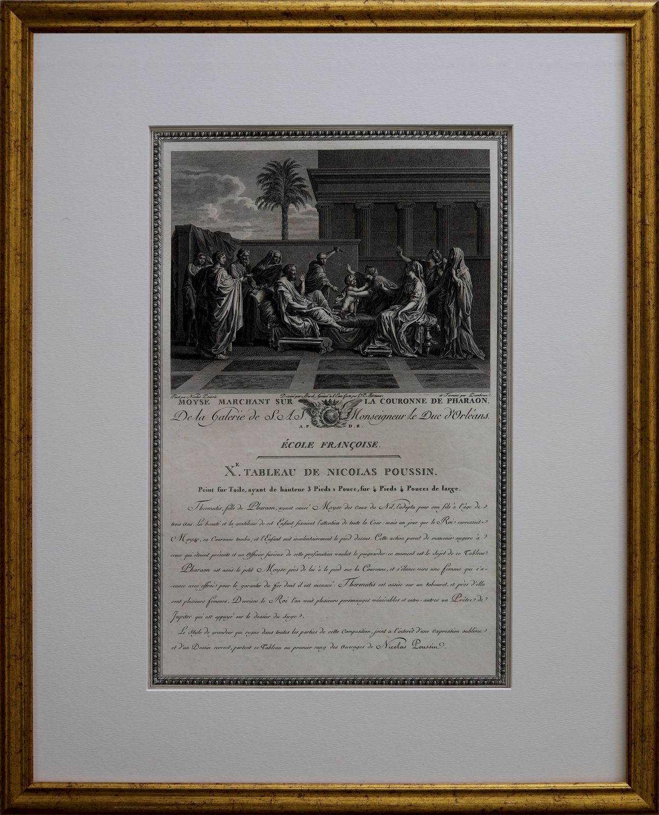 Engraving    "Moyse Marchant Sur La Couronne De Pharaon" From The Gallery Of S.A.S. Monseigneur Duke Of Orleans