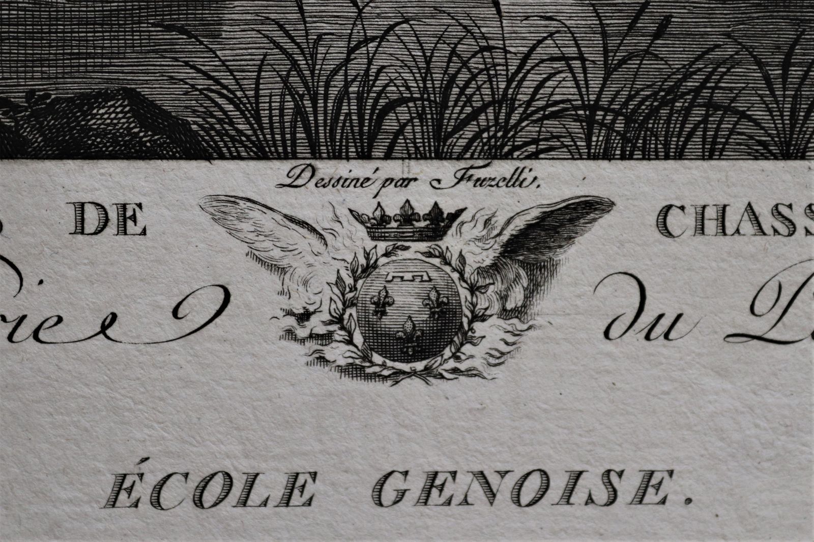 Engraving: "Repos De Chasseurs" From The Gallery Of The Royal Palace, Genoese School photo vintage