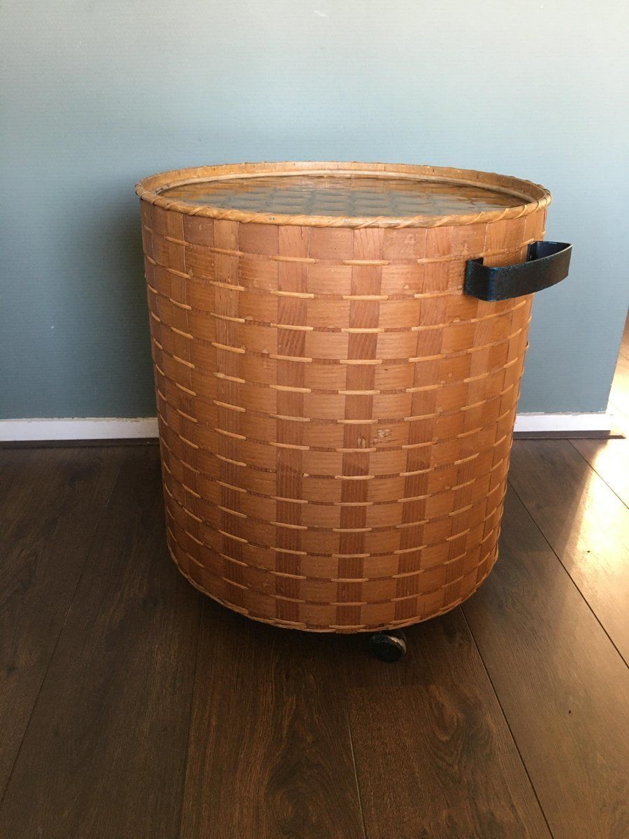 Mid Century Brutalist Rattan And Steel Bar Cart, 1950s photo vintage