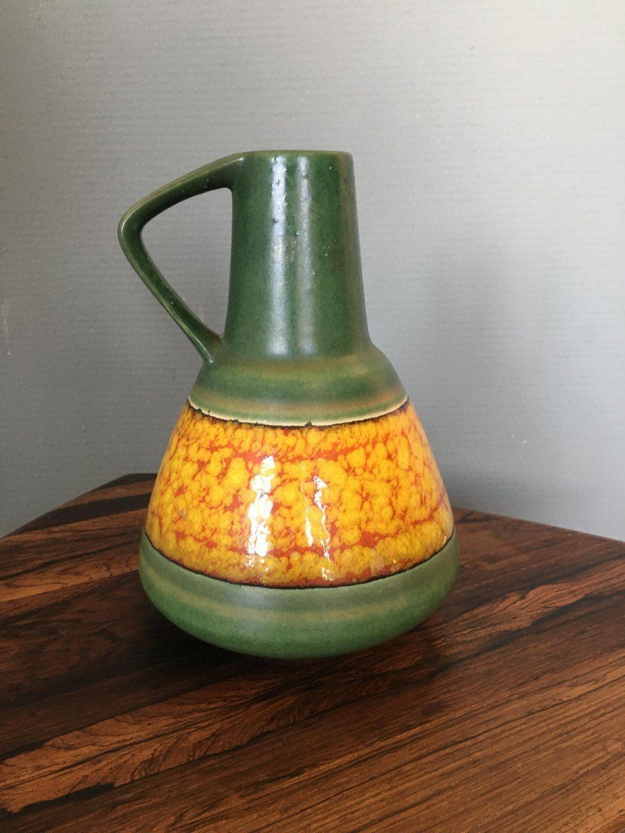 West German Green And Yellow Vase From Dümler & Breiden, 1950s