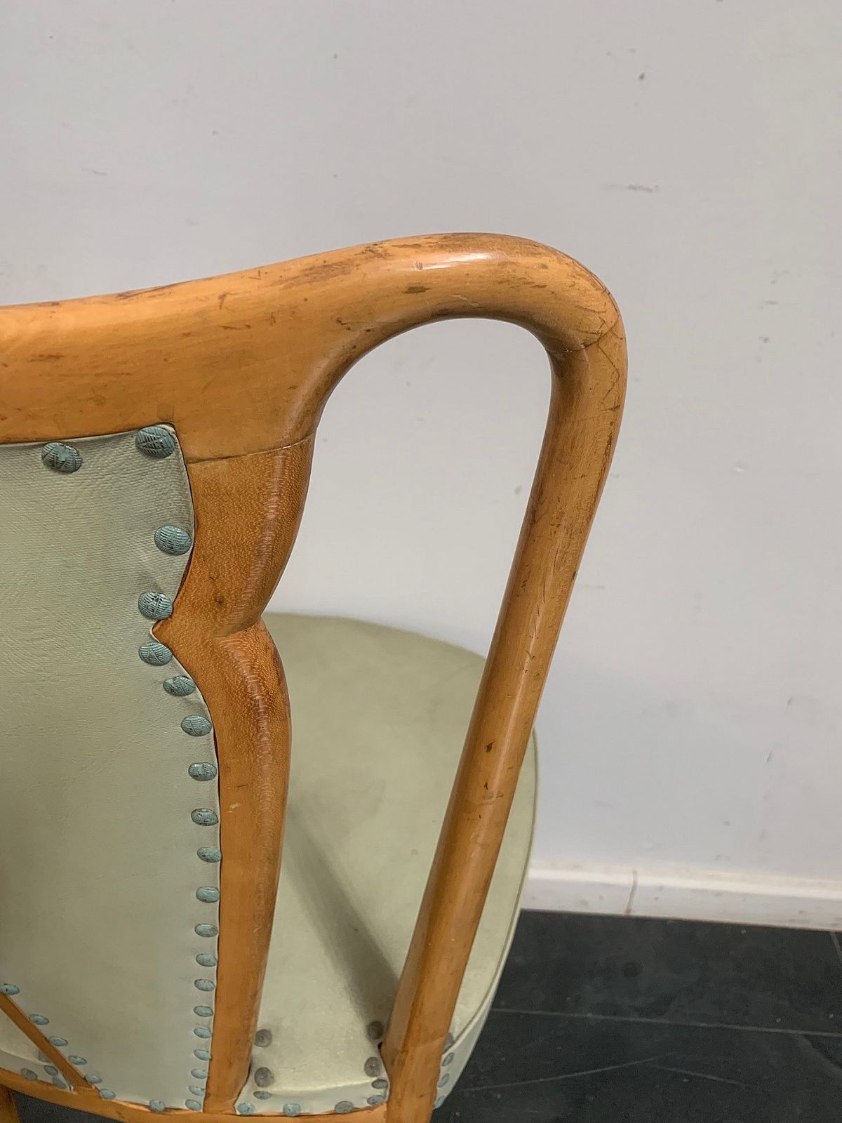 Dining Chair In Leather And Italian Aniline Lacquer From La Permanente Mobili Cantù, 1940s photo buy