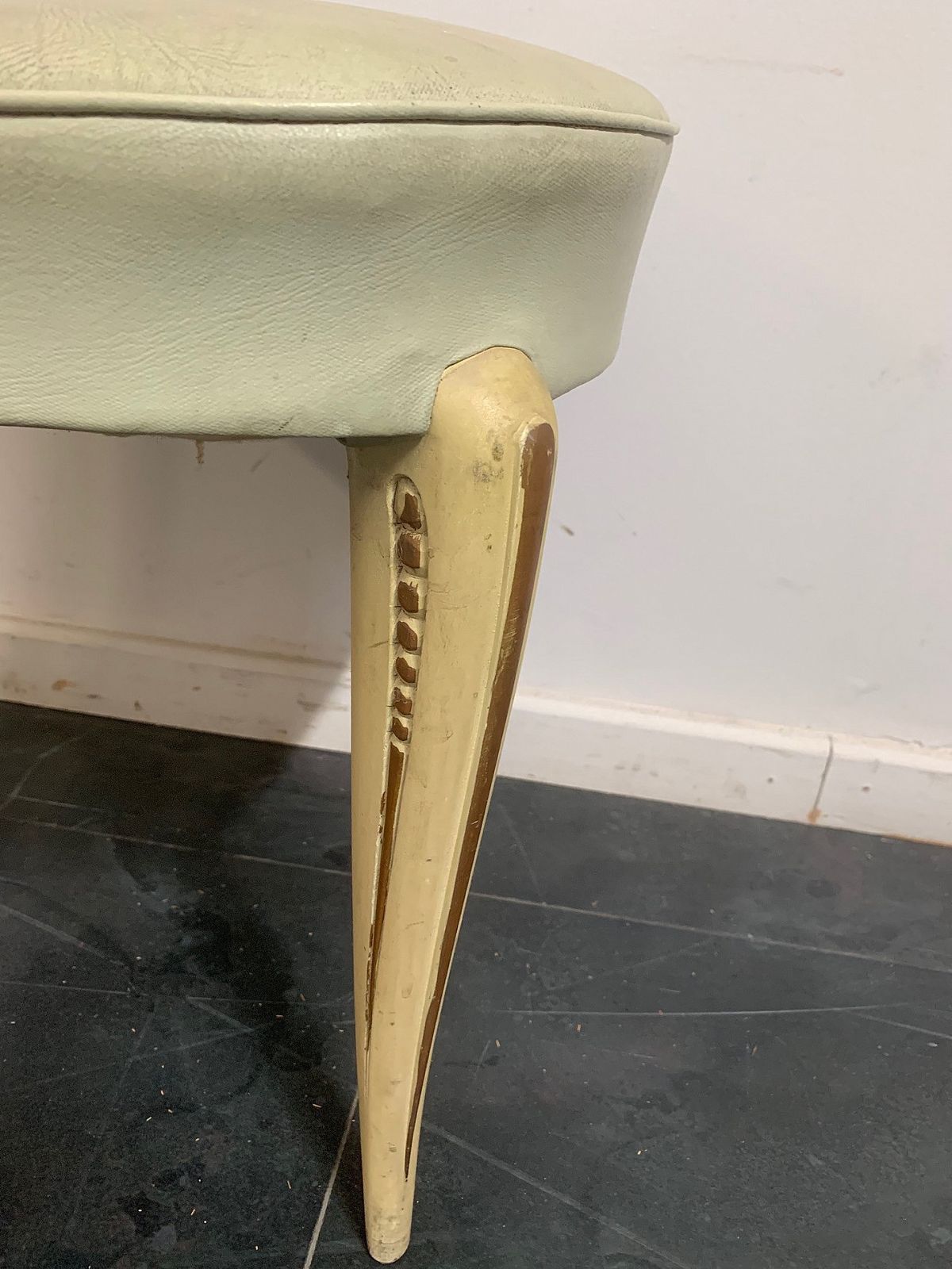 Dining Chair In Leather And Italian Aniline Lacquer From La Permanente Mobili Cantù, 1940s photo vintage