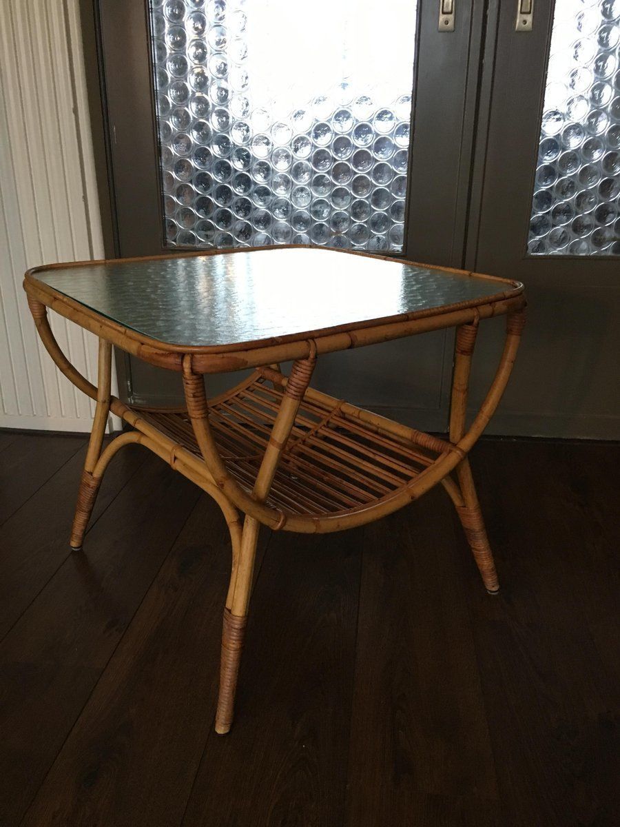 Rattan Side Table By Dirk Van Sliedrecht For Rohé Noordwolde, 1950s photo furniture