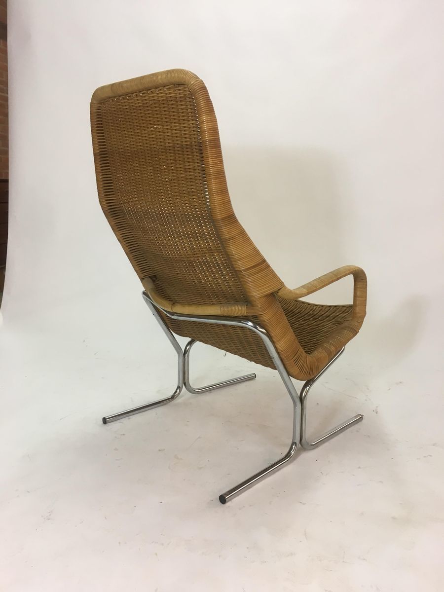 Rattan & Steel Lounge Chair By Dirk Van Sliedrecht, 1950s photo 697.31