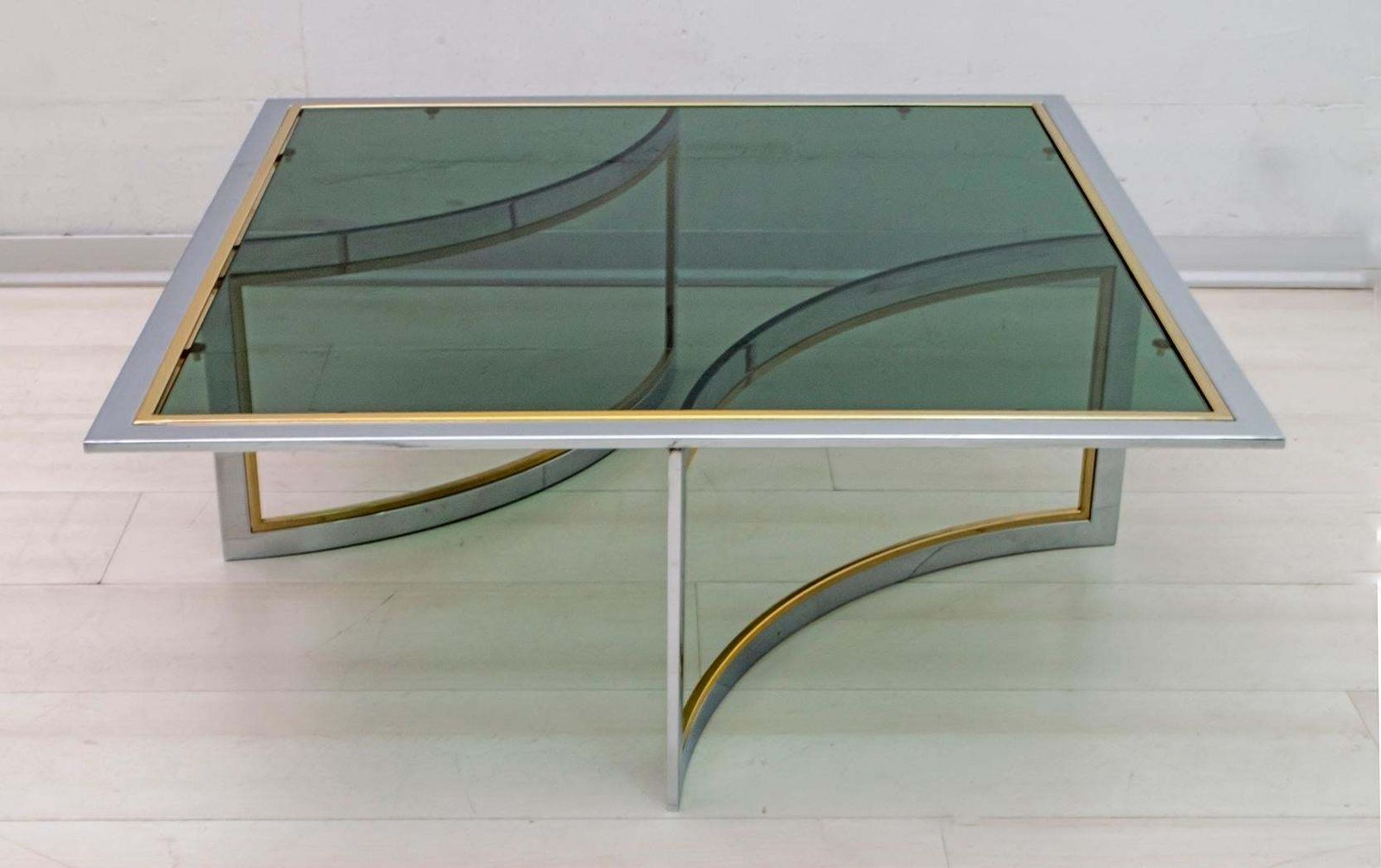 Romeo Rega Mid Century Modern Italian Chrome And Brass Coffee Table, 1970s photo Furniture