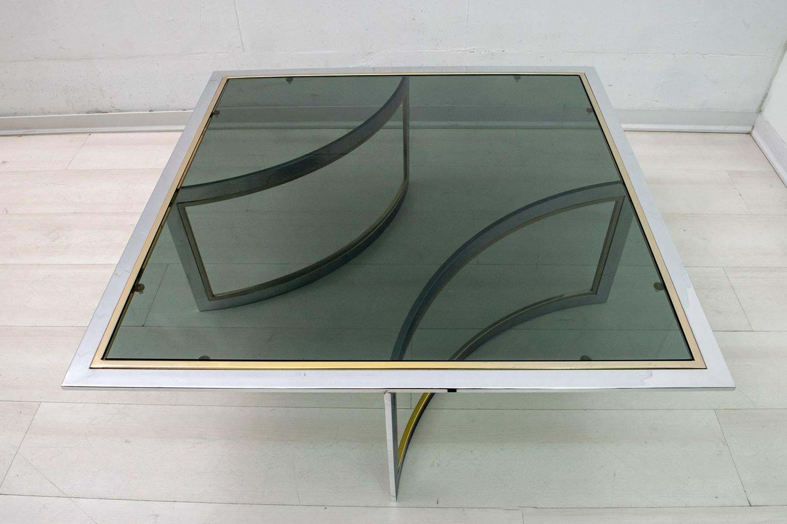 Romeo Rega Mid Century Modern Italian Chrome And Brass Coffee Table, 1970s photo 2125.0