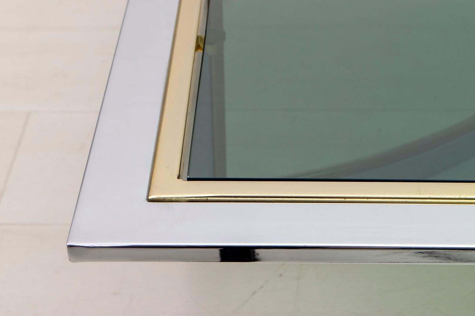 photo for sale Romeo Rega Mid Century Modern Italian Chrome And Brass Coffee Table, 1970s