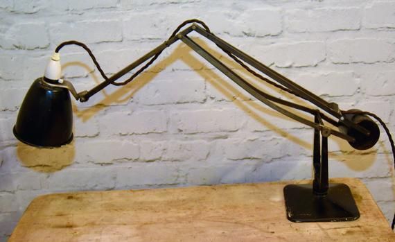 Horstmann And Hadrill Industrial Desk Vintage Lamp Office Factory Black Retro Antique Light Lighting Mid Century Factory photo Lighting