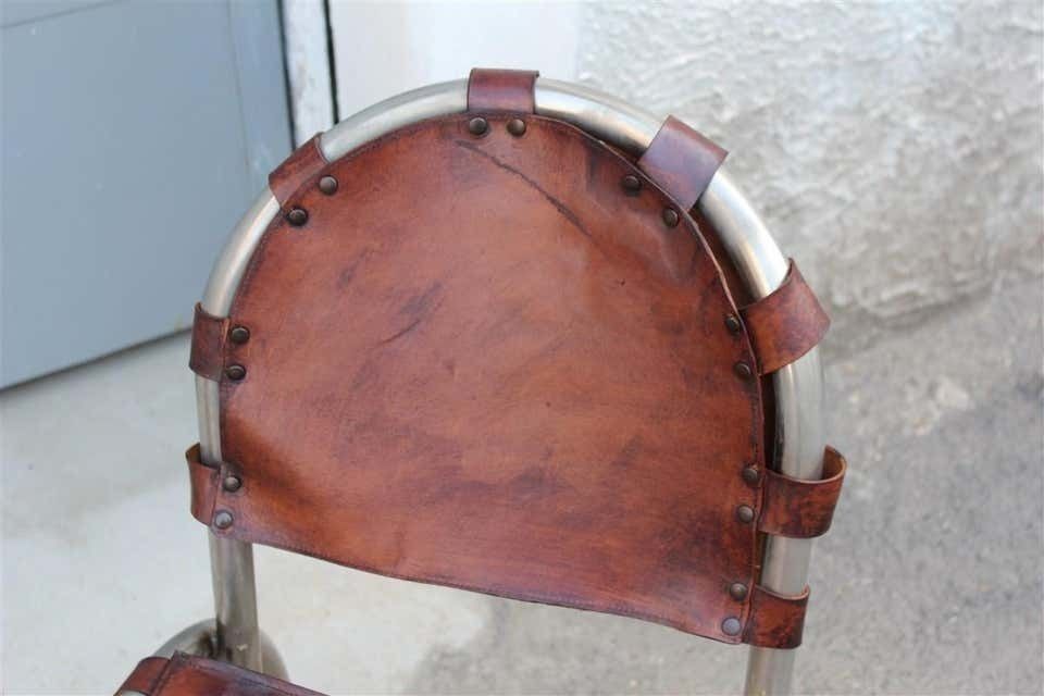 photo furniture Silver Metal Chairs Studio Tetrark Medusa Calfskin 1960s Bazzani Made In Italy