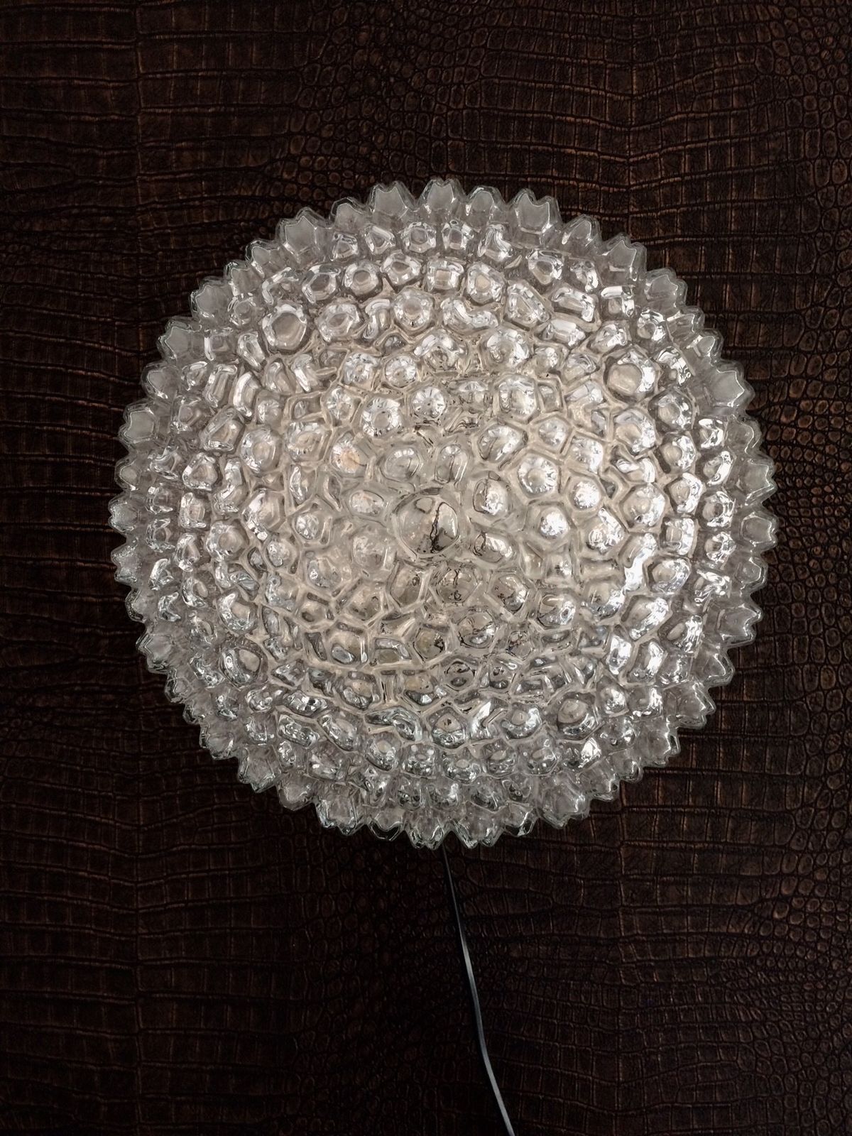 1960s Helena Tynell Ice Structure Glass Flush Mount Sconce Wall Lamp Glashütte Limburg Design photo buy