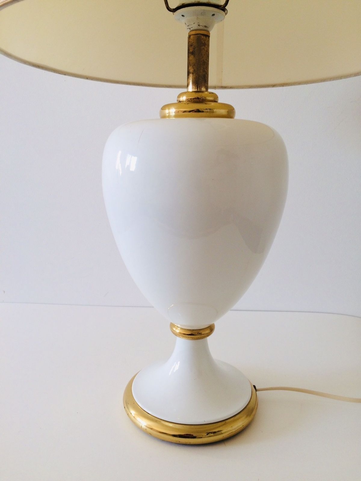 photo for sale Maison Le Dauphin Hollywood Regency Ceramic Table Lamp With Shade 1980s France