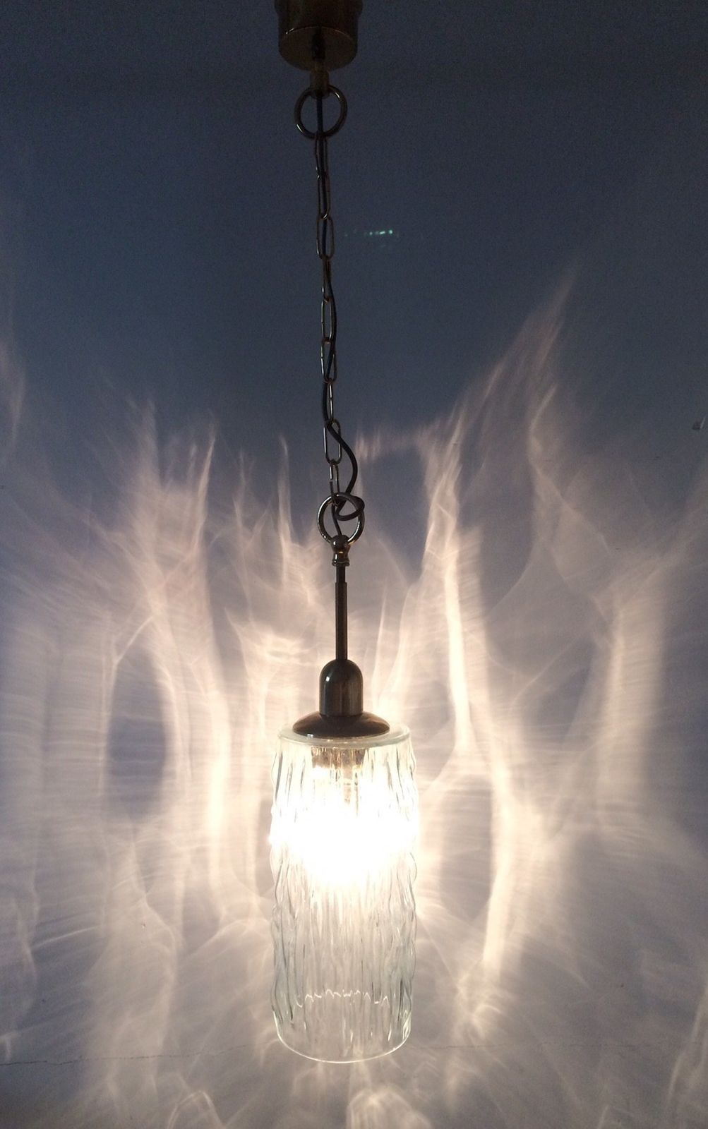 Design Ijsglas & Messing Hanglamp, Jaren 1960, Duitsland photo Verlichting