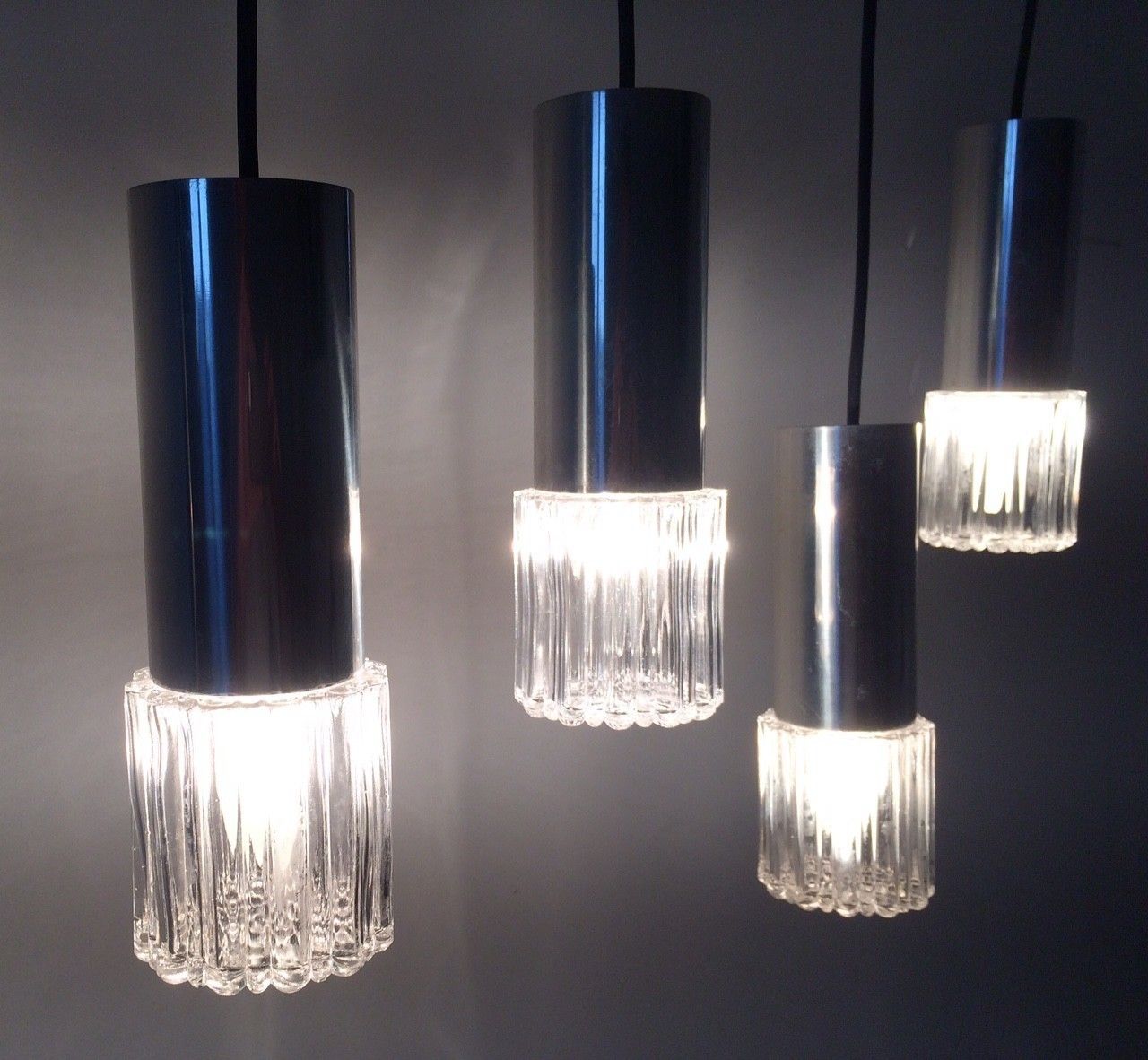 photo furniture Kaiser Leuchten Design Glazen & Metalen Hanglamp Door Helena Tynell, Ca. Jaren 1960