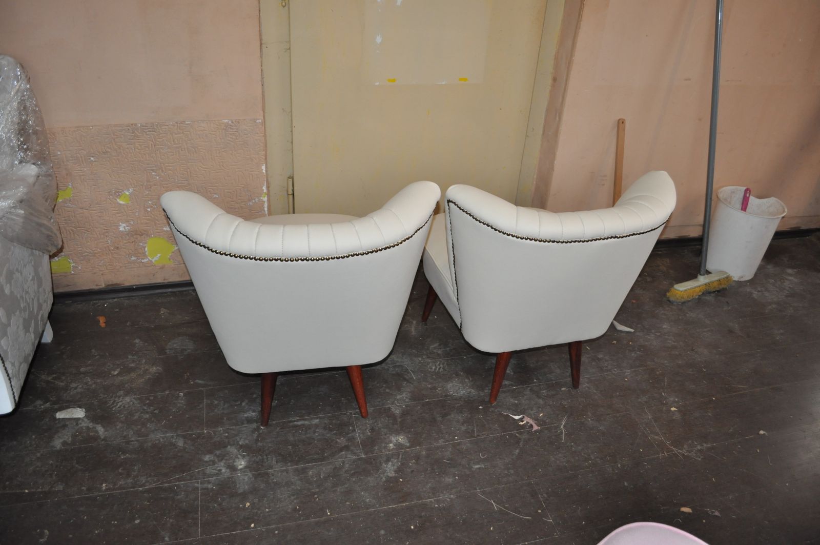 Pair Of Cocktail Chairs In Beige Faux Leather photo furniture