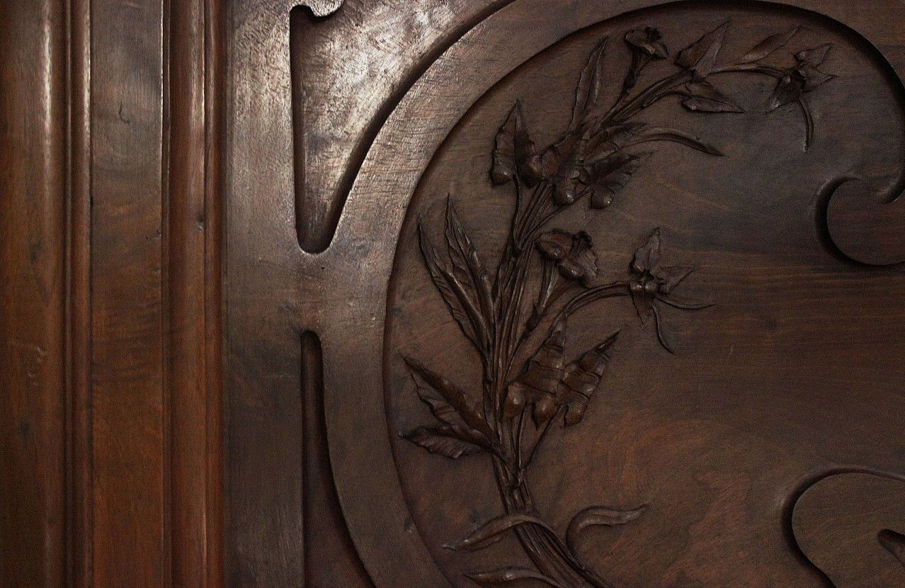 photo for sale Set For Dining Room In Antique Art Nouveau Cherry Wood By Pierre Mathieu
