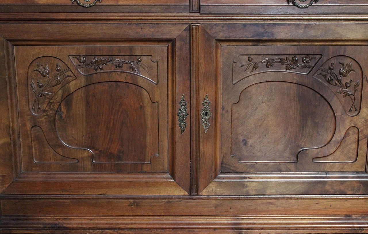 Furniture Set For Dining Room In Antique Art Nouveau Cherry Wood By Pierre Mathieu photo