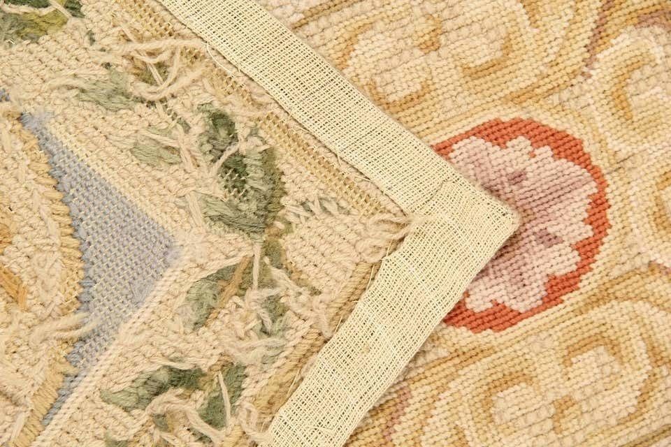 Beige French Style Rug, Floral Aubusson Rugs Handmade Carpet Flat Weave Rugs For Sale photo for sale