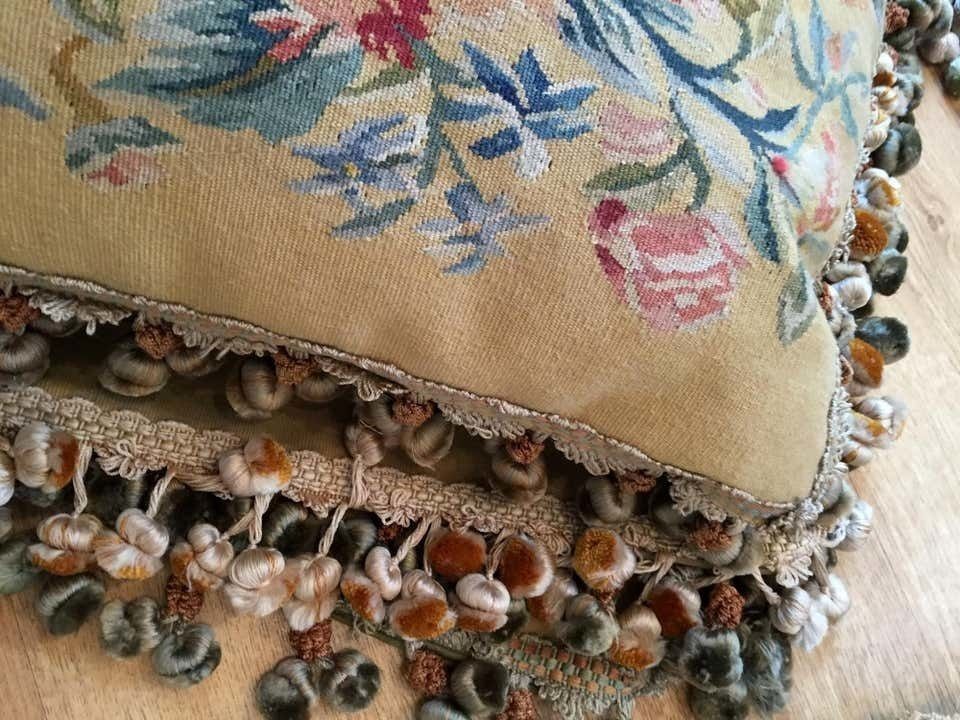 Rare Decorative Pillows, Elegant French Style Aubusson The Pillow Cushion Covers photo vinterior