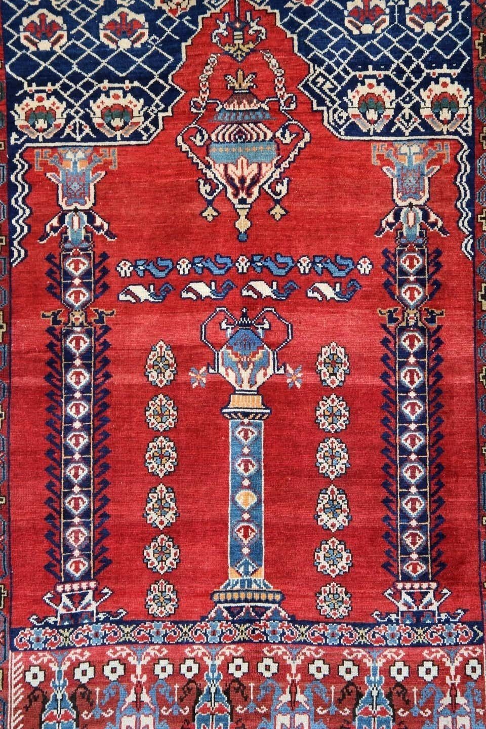 Rare Red Handmade Antique Wool Caucasian, Shirvan Rug 160x245cm photo for sale