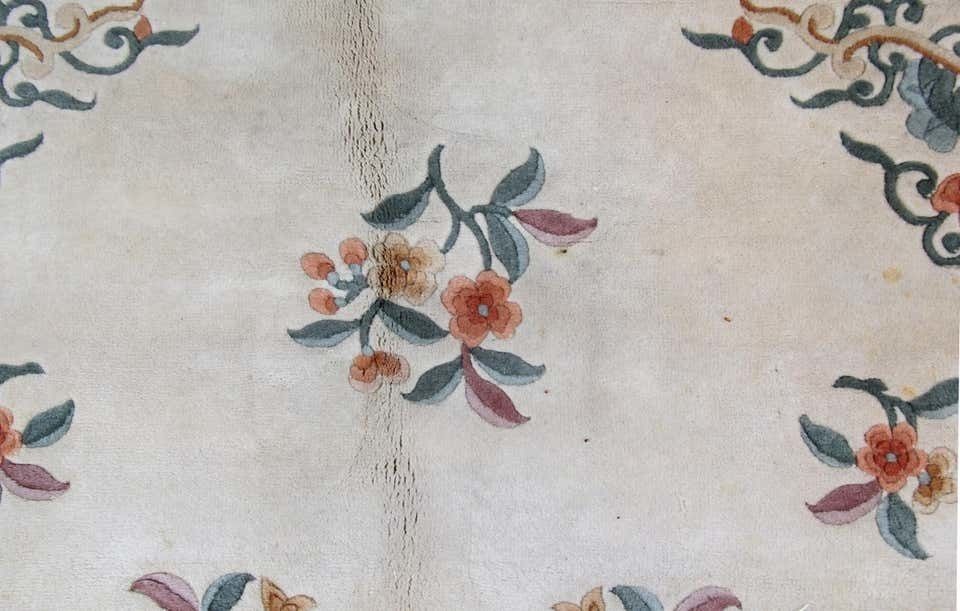 Handmade Art Deco Rug Floral Chinese Rugs, Cream Wool Carpet Rugs  225x304cm photo Textiles