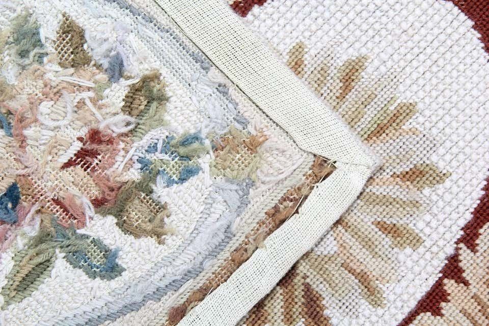 Oriental Hand Woven Needlepoint Wool Tapestry, Traditional Cream Rug  183x275cm photo Textiles