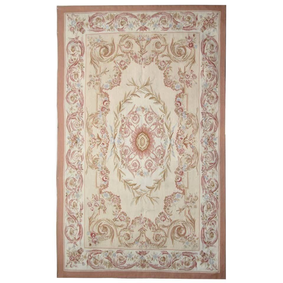 French Aubusson Rugs Traditional Handmade Carpet Floral Vintage Rug Flat Weave Needlepoint