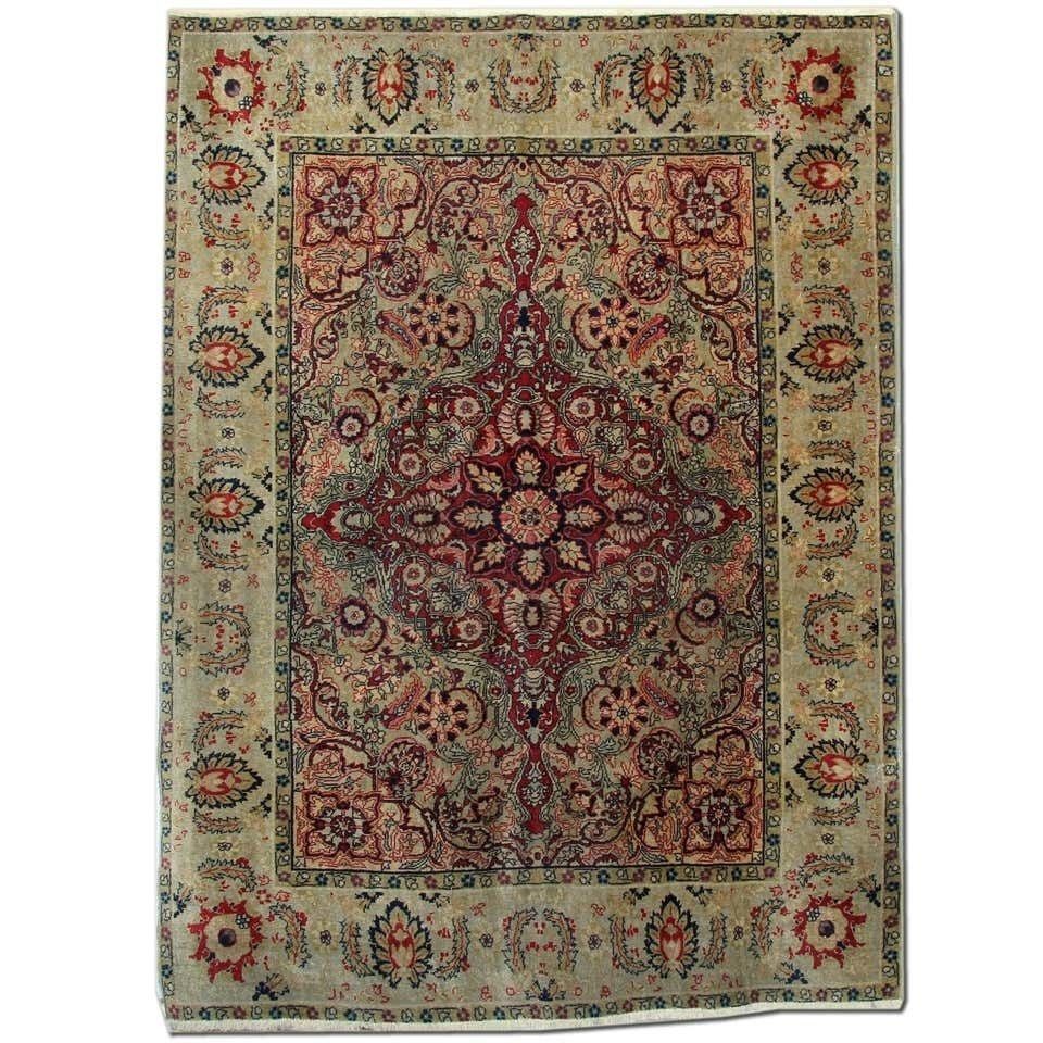 Handmade Carpet Antique Rugs, Agra Indian Rug, Luxury Red Rugs For Sale