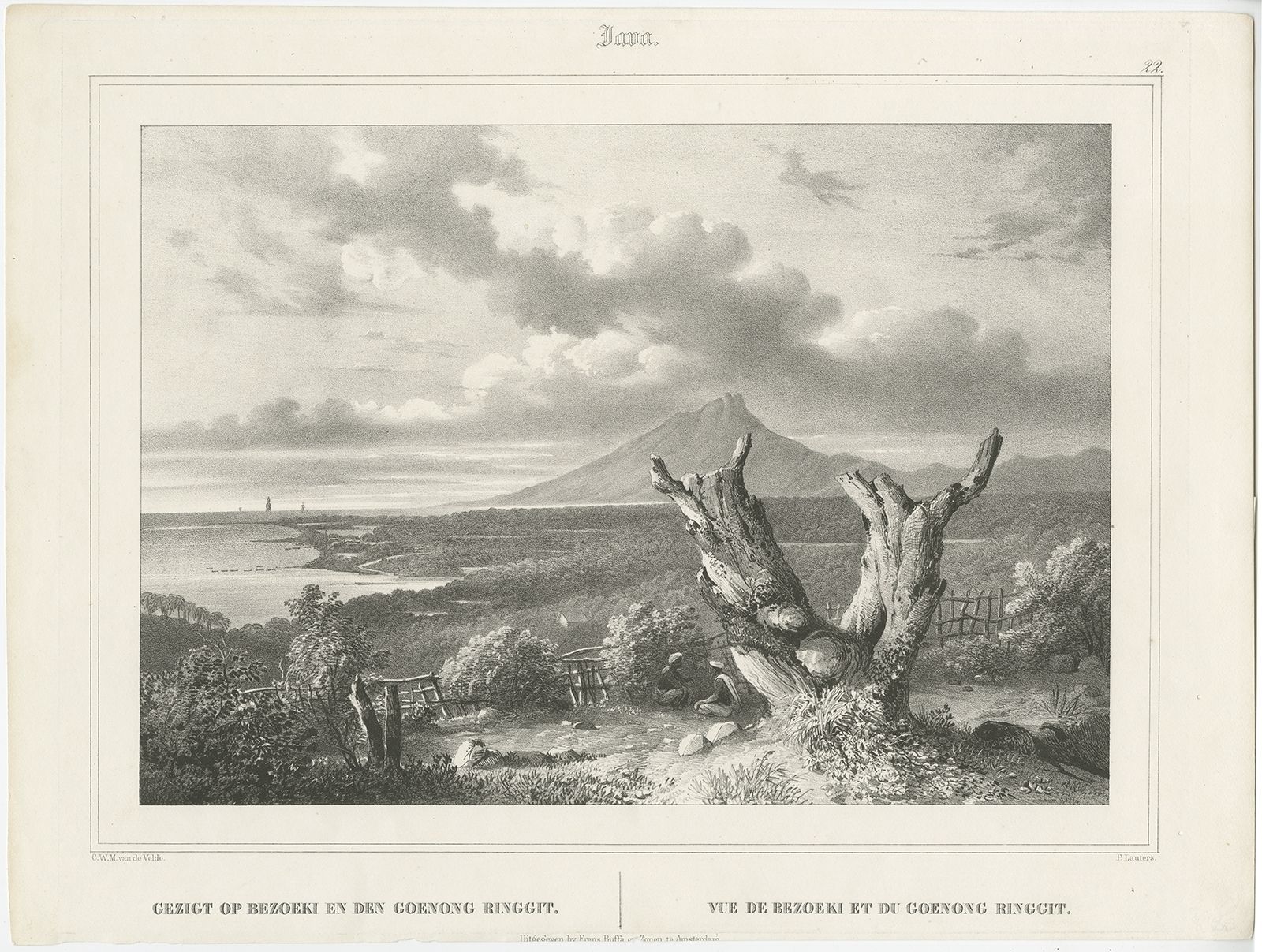 Antique Print Of Besuki And Gunung Ringgit By Van De Velde (1845)