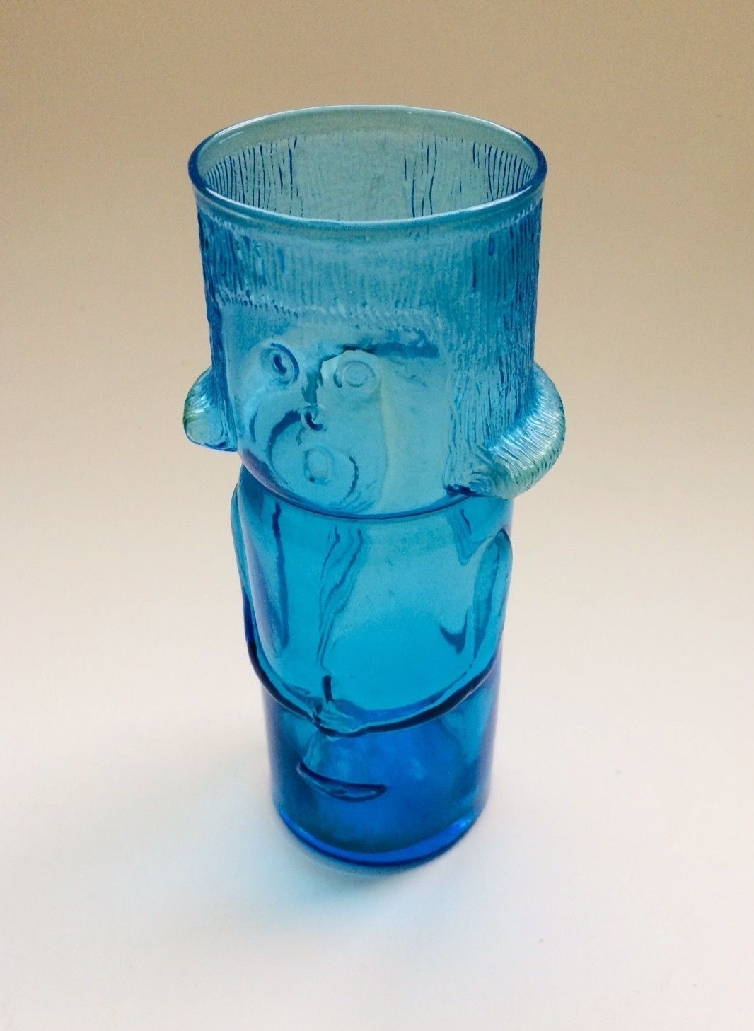 Mid Century Modern Blauw Glazen Engelvaas, Ca. Jaren 1960, Italië photo vinterior