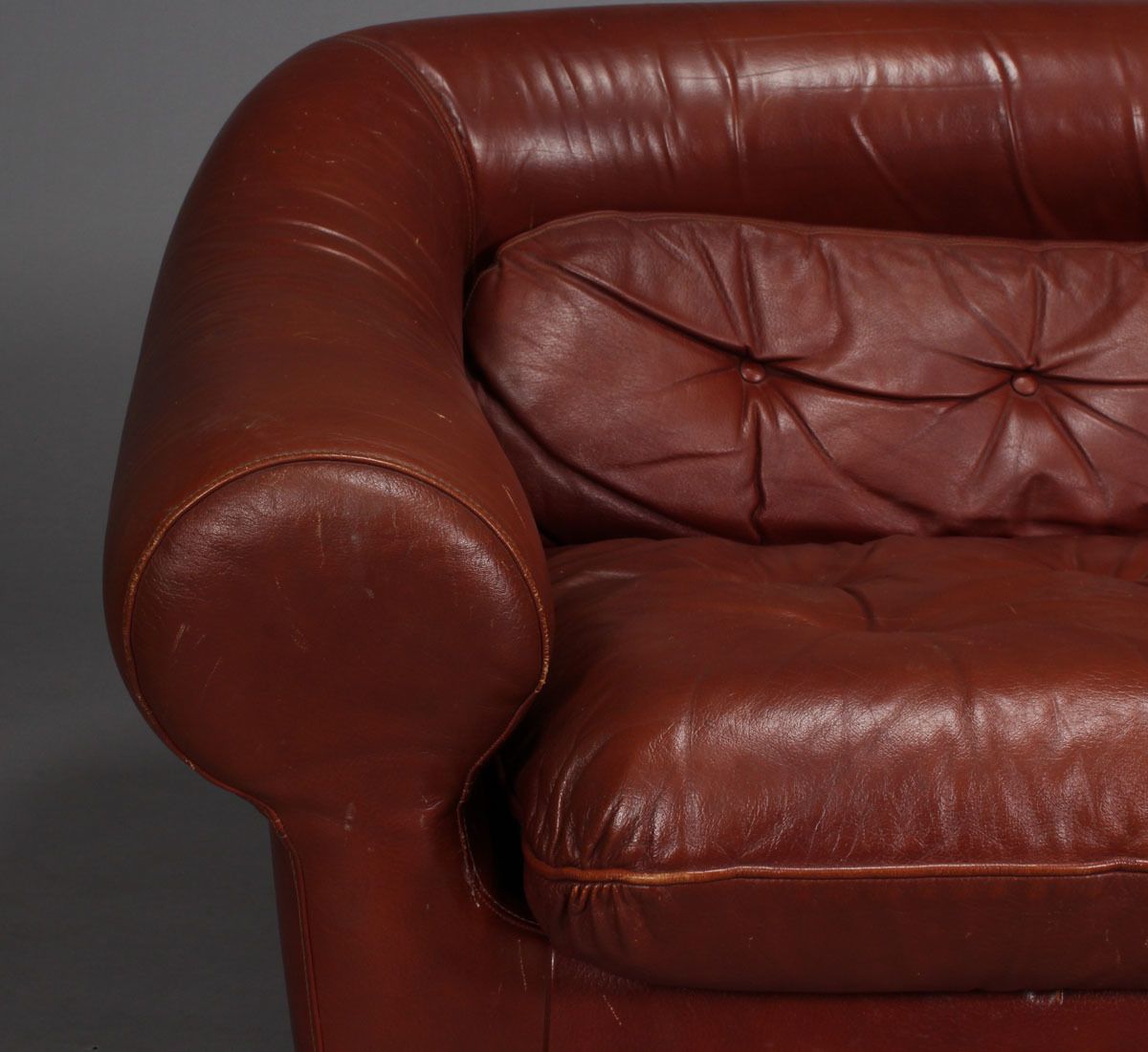 Fawn Leather Lounge Including A Sofa And Three Armchairs photo Furniture