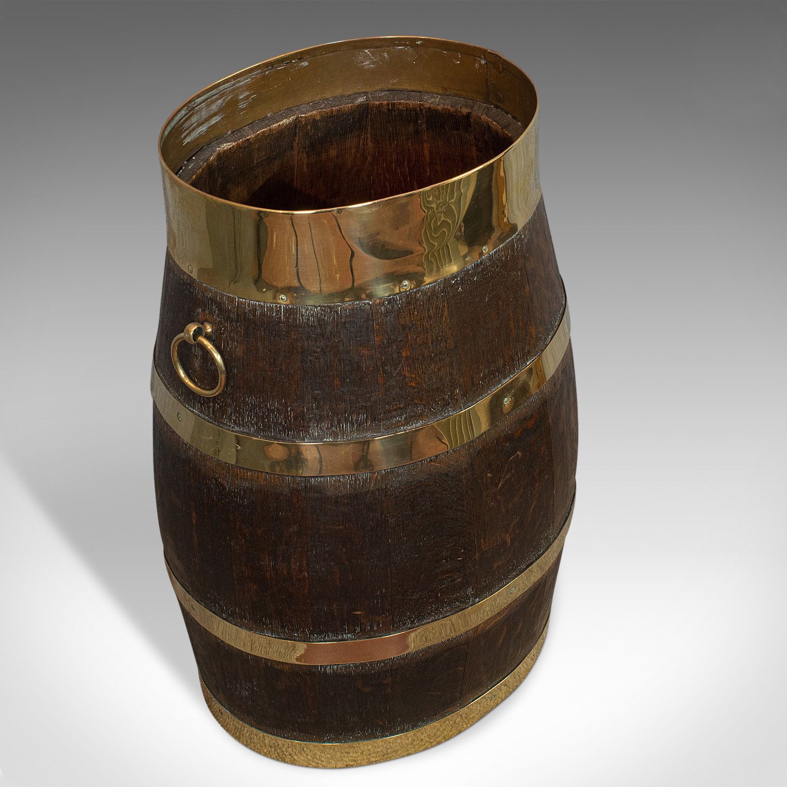 Vintage Coopered Stand, English, Oak, Barrel, Stick, Umbrella, 20th Century photo vinterior