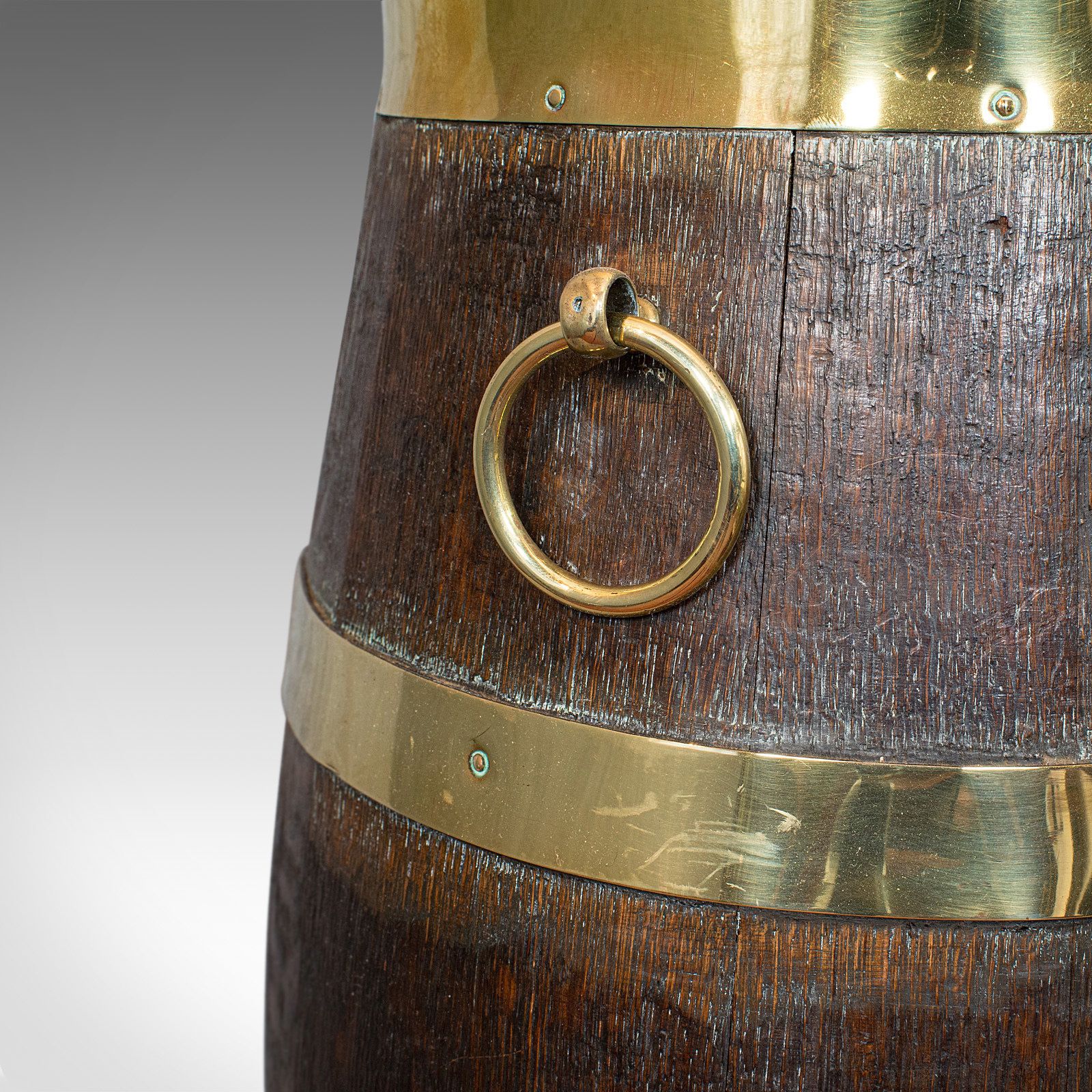 photo furniture Vintage Coopered Stand, English, Oak, Barrel, Stick, Umbrella, 20th Century