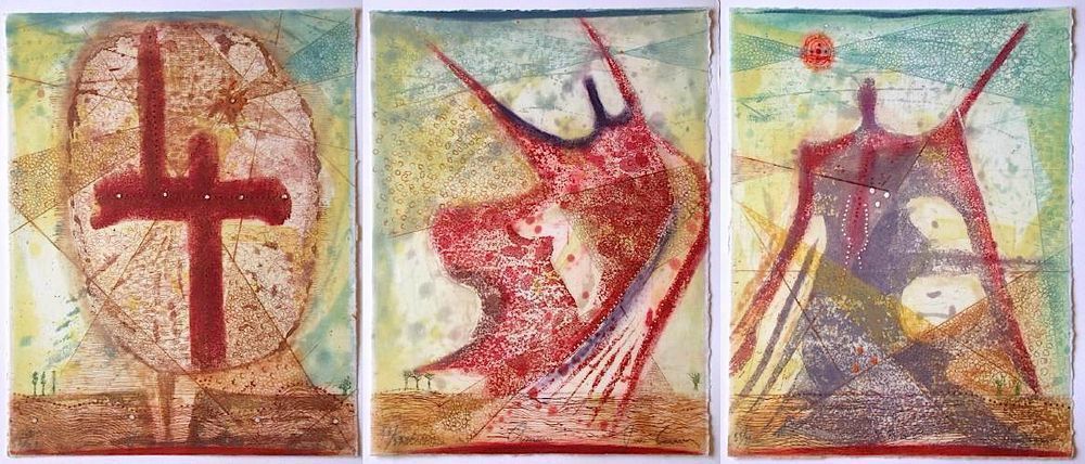 René Carcan, Tryptique (Portfolio Of 3 Etchings), 1992
