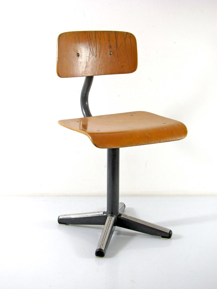 Plywood And Metal Childrens Chair Vintage Fifties