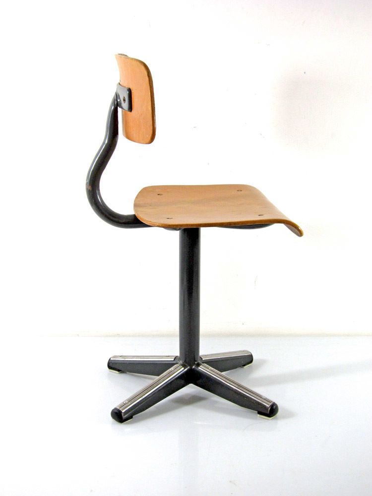 Plywood And Metal Childrens Chair Vintage Fifties photo 139.0
