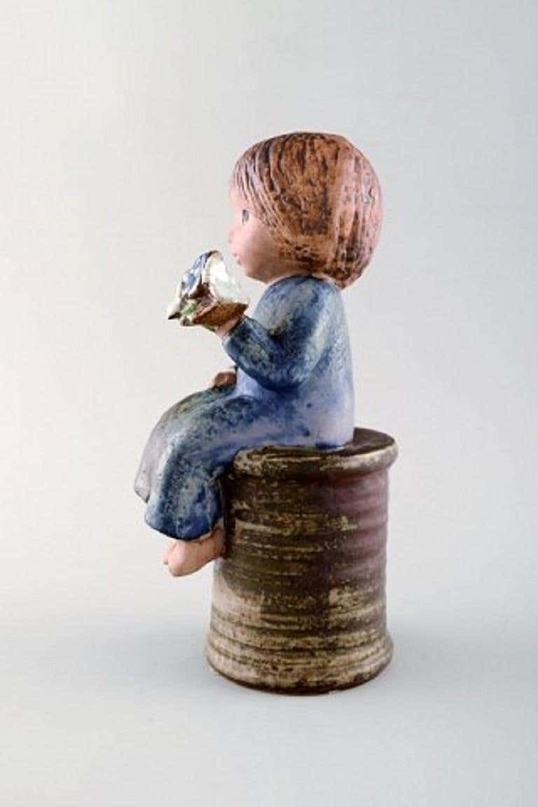 Lisa Larson For Gustavsberg, Girl With Flowers In Glazed Ceramics, 20th Century photo furniture